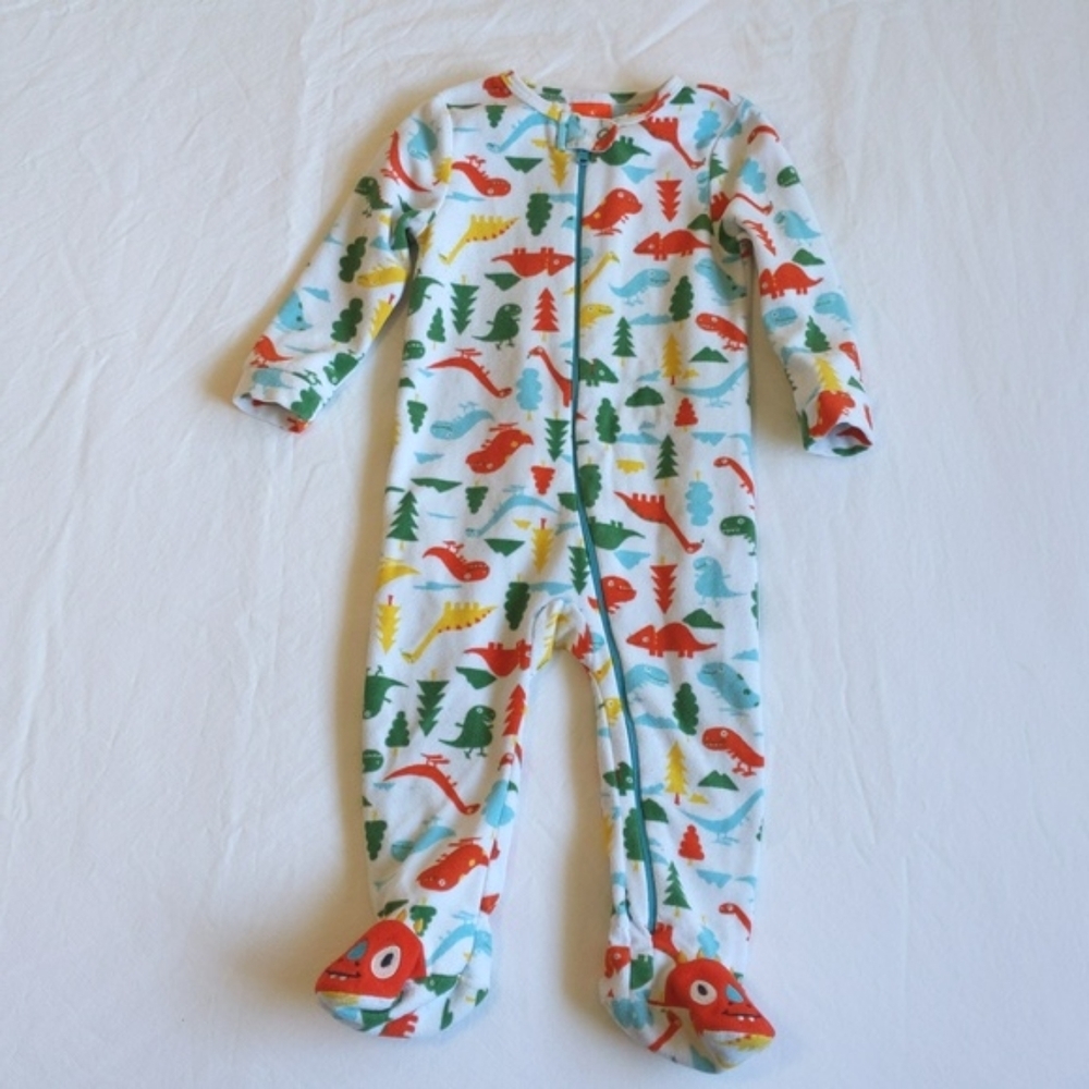 joe fresh dinosaur fleece zipper footie sleeper pajamas 12-18 months baby
